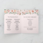 Blush Floral Pink Wedding Folded Programme Programma (Binnen)