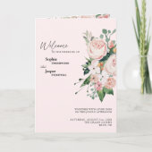 Blush Floral Pink Wedding Folded Programme Programma (Voorkant)