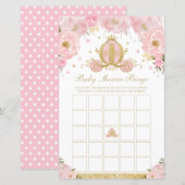 Blush Floral Princess Baby shower Bingo Game (Voorkant / Achterkant)