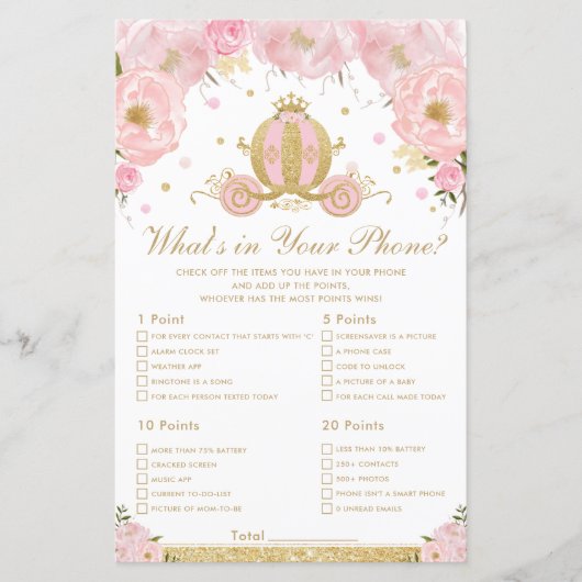Blush Floral Princess Wat zit er in je telefoonspe (Voorkant)