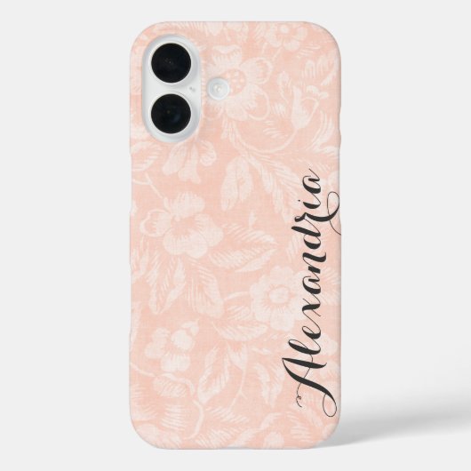 Blush  Floral Print Monogram Case-Mate iPhone Case (Achterkant)