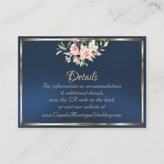 Blush Floral, QR Code - Blue Informatiekaartje (Voorkant)