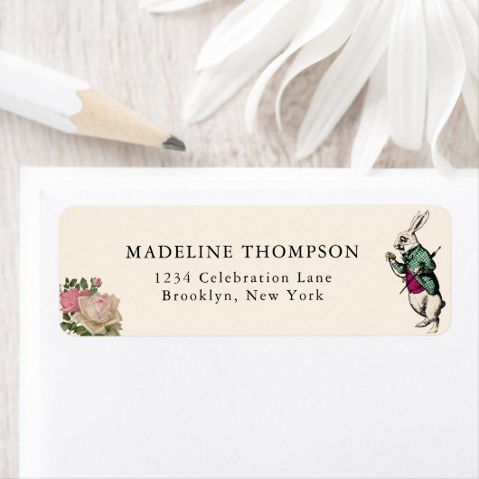  Blush Floral Rabbit Alice in Wonderland Etiket (Insitu)