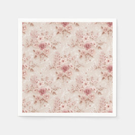 Blush Floral Romantic Lace-Inspired Paper Napkin Servet