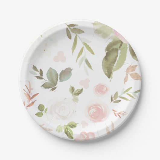 Blush Floral Roos Gold party bord (Voorkant)