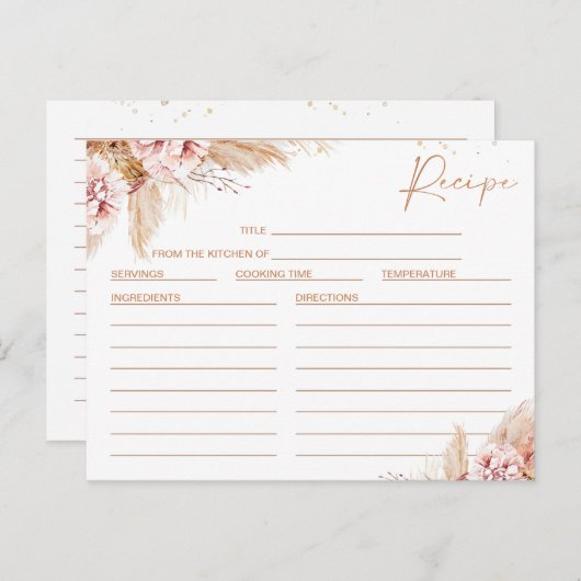 Blush Floral Roos Gold Vrijgezellenfeest Recipe Ka Briefkaart (Voorkant / Achterkant)