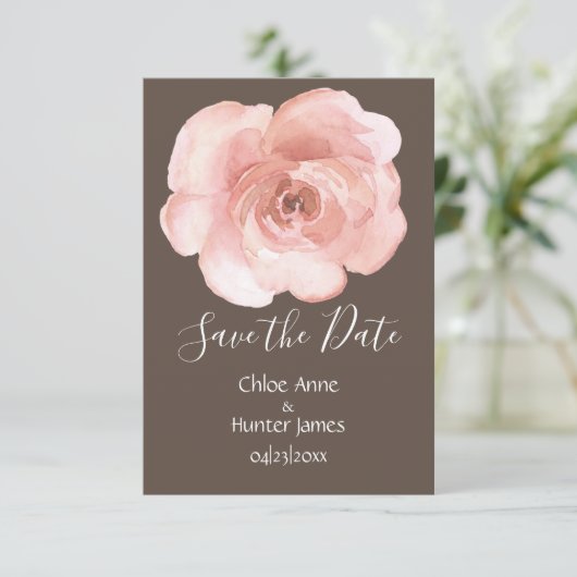 Blush Floral Roos Simple Save the Date (Staand voorkant)
