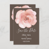Blush Floral Roos Simple Save the Date (Voorkant / Achterkant)