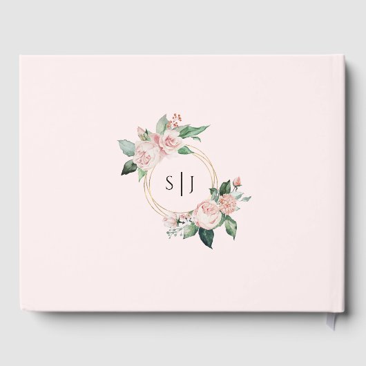 Blush Floral rose Mariage livre d'hôtes (Verso)