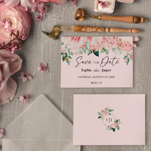 Blush Floral Rose Plat Enregistrer La Carte Date
