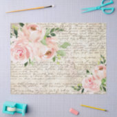  Blush Floral Rozen Oude Letter-ontkoppeling Tissuepapier (Craft)