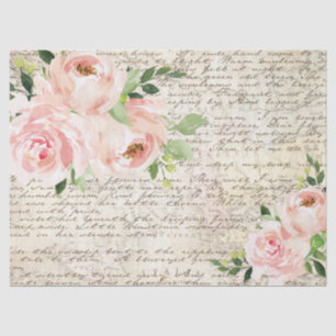  Blush Floral Rozen Oude Letter-ontkoppeling Tissuepapier