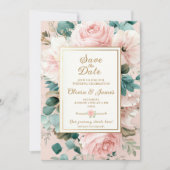 Blush floral save the date kaart (Voorkant)