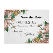 Blush Floral Save the Date Wedding Post Card