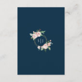 Blush Floral Simple Navy Wedding Details Informatiekaartje (Achterkant)