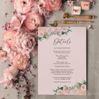 Blush Floral Simple Pink Weddenschap Details