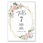Blush Floral Simple White Wedtable Table Number Kaart (Voorkant)