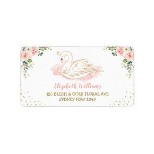 Blush Floral Swan Princess retouradres Etiket