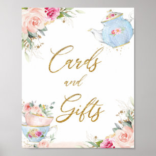 Blush Floral Tea Party Kaarten & Geschenken Bruids Poster