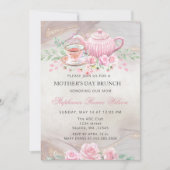 Blush Floral Tea Party Moederdag Brunch Kaart (Voorkant)