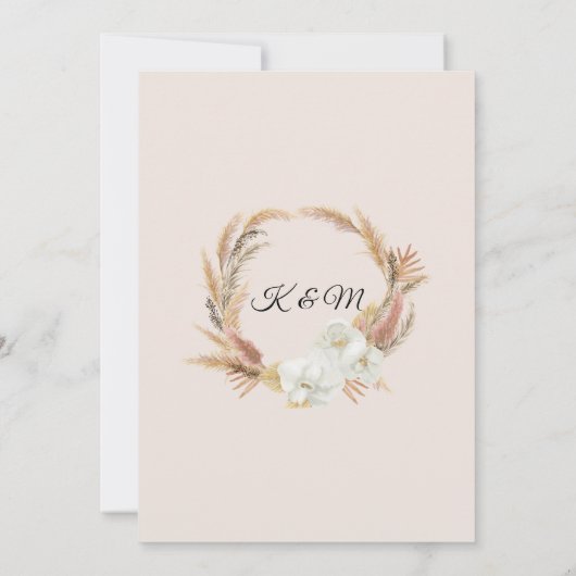 Blush Floral Tropical Palm Pampas Grass Greenery Kaart (Achterkant)