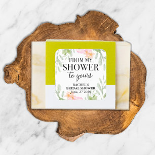 Blush Floral Van mijn douche naar jouw vrijgezelle Vierkante Sticker