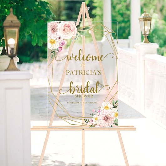 Blush Floral Vrijgezellenfeest Welkomstteken Acryl Bord