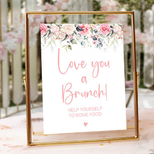Blush Floral Waterverf Vrijgezellenfeest Brunch Si Poster