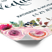Blush Floral Weddenschap Welkomstteken Poster (Hoek)