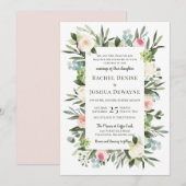 Blush Floral Wedding Invitation Kaart (Voorkant / Achterkant)