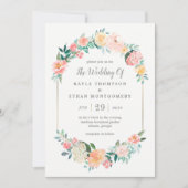 Blush Floral Wedding Invitation Kaart (Voorkant)