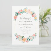 Blush Floral Wedding Invitation Kaart (Staand voorkant)