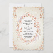 Blush Floral Wedding Invitation with Lanterns (Devant)