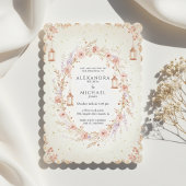Blush Floral Wedding Invitation with Lanterns