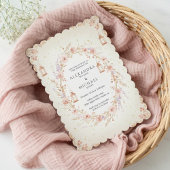 Blush Floral Wedding Invitation with Lanterns Kaart