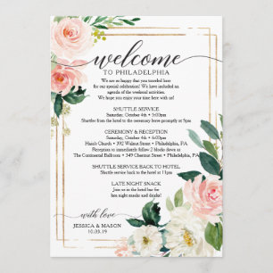 Blush Floral Wedding Itinerary - Weddenschap Programma