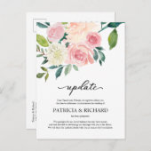 Blush Floral Wedding Postponement Update Briefkaart (Voorkant / Achterkant)