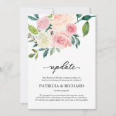 Blush Floral Wedding Postponement Update Kaart (Voorkant)