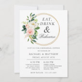 Blush Floral Wedding Rehearsal Dinner Kaart (Voorkant)