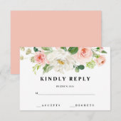 Blush Floral Wedding RSVP-kaarten RSVP Kaartje (Voorkant / Achterkant)