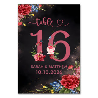 Blush Floral Wedding Table Number 16 Card Kaart