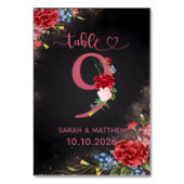 Blush Floral Wedding Table Number 9 Card Kaart (Achterkant)