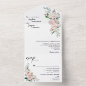 Blush Floral White in één bruiloft uitnodiging (Binnen)