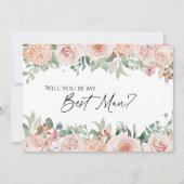 Blush Floral White Mariage Best Man Carte de propo (Devant)