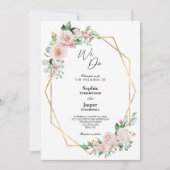 Blush Floral White Simple We Weddenschap Kaart (Voorkant)