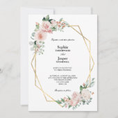 Blush Floral White Simple Wedding Kaart (Voorkant)