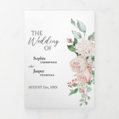 Blush Floral White Tri-Fold Wedding Invitation Drieluik Uitnodiging (Cover)