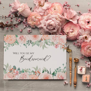 Blush Floral White Weddenschap Bridesmaid Voorstel Kaart