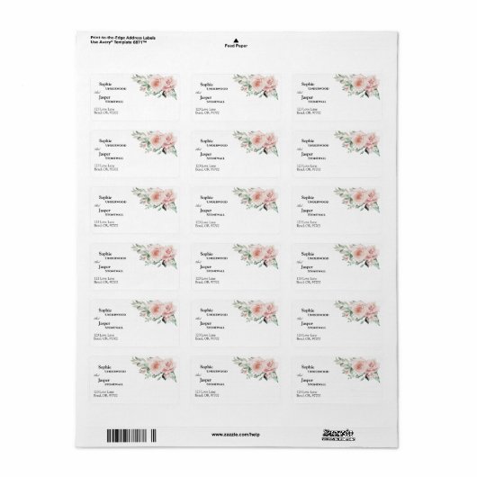 Blush Floral White Weddenschap Label (Full Sheet)