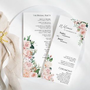 Blush Floral White Wedding Flat Program Programma